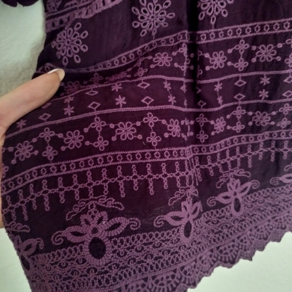 Johnny Was Tunic Blouse Windsor Wine Cupra Rayon Embroidered sz Xs - Picture 4 of 8